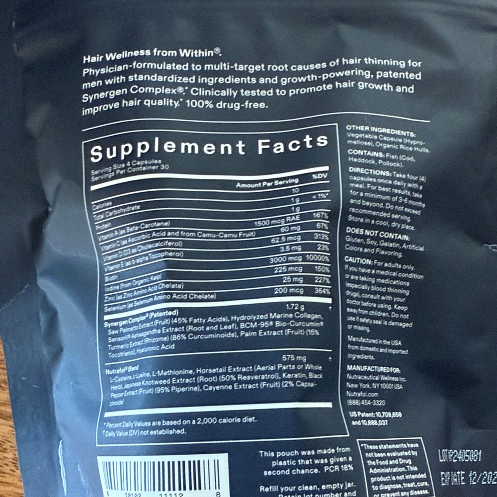 Nutrafol Men Hair Growth Nutraceutical Support Refill Bag 120 Capsules - Picture 5 of 6